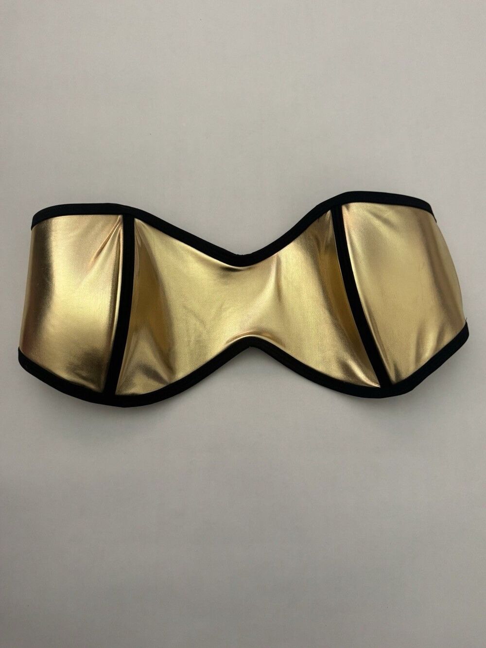 Good American x Body Glove Tainted Love Gold Bandeau Bikini Top Size 3/L NWT